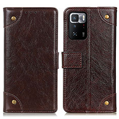 Funda de Cuero Cartera con Soporte Carcasa K06Z para Xiaomi Poco X3 GT 5G Marron