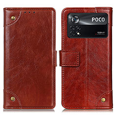 Funda de Cuero Cartera con Soporte Carcasa K06Z para Xiaomi Poco X4 Pro 5G Marron Claro