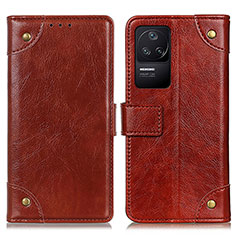 Funda de Cuero Cartera con Soporte Carcasa K06Z para Xiaomi Redmi K40S 5G Marron Claro