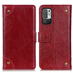 Funda de Cuero Cartera con Soporte Carcasa K06Z para Xiaomi Redmi Note 10T 5G Rojo