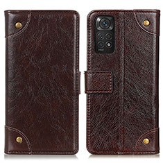 Funda de Cuero Cartera con Soporte Carcasa K06Z para Xiaomi Redmi Note 11S 4G Marron