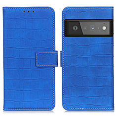 Funda de Cuero Cartera con Soporte Carcasa K07Z para Google Pixel 6 Pro 5G Azul