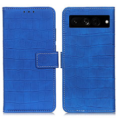 Funda de Cuero Cartera con Soporte Carcasa K07Z para Google Pixel 7 Pro 5G Azul