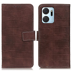 Funda de Cuero Cartera con Soporte Carcasa K07Z para Huawei Honor X7a Marron