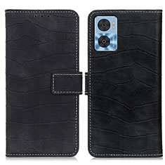 Funda de Cuero Cartera con Soporte Carcasa K07Z para Motorola Moto E22 Negro