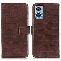 Funda de Cuero Cartera con Soporte Carcasa K07Z para Motorola Moto E22i Marron