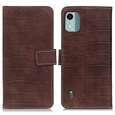 Funda de Cuero Cartera con Soporte Carcasa K07Z para Nokia C12 Marron