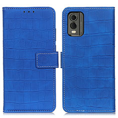 Funda de Cuero Cartera con Soporte Carcasa K07Z para Nokia C32 Azul