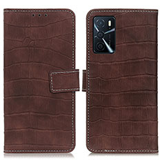 Funda de Cuero Cartera con Soporte Carcasa K07Z para Oppo A16s Marron