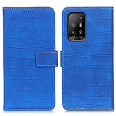 Funda de Cuero Cartera con Soporte Carcasa K07Z para Oppo F19 Pro+ Plus 5G Azul