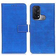 Funda de Cuero Cartera con Soporte Carcasa K07Z para Oppo Reno5 A Azul