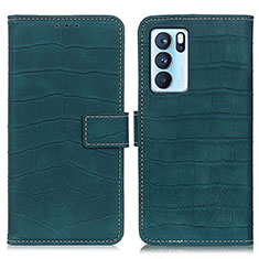 Funda de Cuero Cartera con Soporte Carcasa K07Z para Oppo Reno6 Pro 5G India Verde