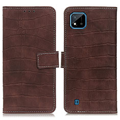 Funda de Cuero Cartera con Soporte Carcasa K07Z para Realme C20 Marron