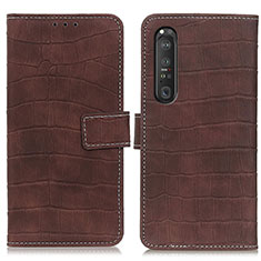 Funda de Cuero Cartera con Soporte Carcasa K07Z para Sony Xperia 1 III Marron