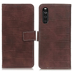 Funda de Cuero Cartera con Soporte Carcasa K07Z para Sony Xperia 10 III Marron