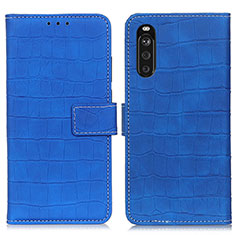 Funda de Cuero Cartera con Soporte Carcasa K07Z para Sony Xperia 10 III SO-52B Azul