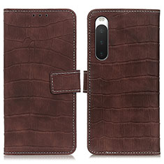 Funda de Cuero Cartera con Soporte Carcasa K07Z para Sony Xperia 10 IV Marron