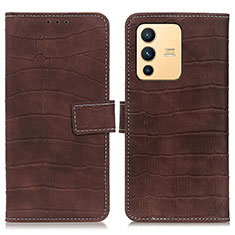 Funda de Cuero Cartera con Soporte Carcasa K07Z para Vivo V23 5G Marron