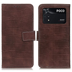 Funda de Cuero Cartera con Soporte Carcasa K07Z para Xiaomi Poco M4 Pro 4G Marron