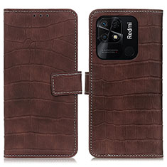 Funda de Cuero Cartera con Soporte Carcasa K07Z para Xiaomi Redmi 10 India Marron