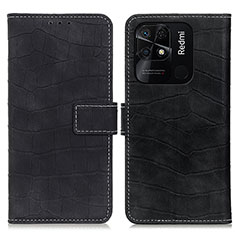 Funda de Cuero Cartera con Soporte Carcasa K07Z para Xiaomi Redmi 10 India Negro