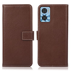 Funda de Cuero Cartera con Soporte Carcasa K08Z para Motorola Moto E22 Marron