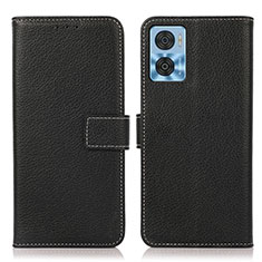 Funda de Cuero Cartera con Soporte Carcasa K08Z para Motorola Moto E22 Negro