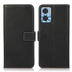 Funda de Cuero Cartera con Soporte Carcasa K08Z para Motorola Moto E22i Negro