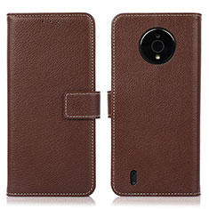 Funda de Cuero Cartera con Soporte Carcasa K08Z para Nokia C200 Marron