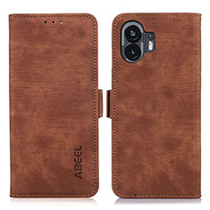 Funda de Cuero Cartera con Soporte Carcasa K08Z para Nothing Phone 2 Marron