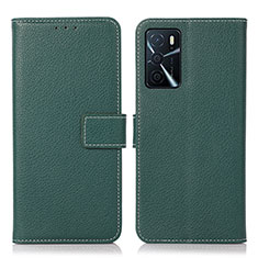 Funda de Cuero Cartera con Soporte Carcasa K08Z para Oppo A16 Verde