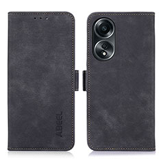 Funda de Cuero Cartera con Soporte Carcasa K08Z para Oppo A18 Negro