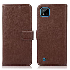 Funda de Cuero Cartera con Soporte Carcasa K08Z para Realme C20A Marron