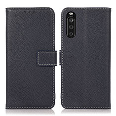 Funda de Cuero Cartera con Soporte Carcasa K08Z para Sony Xperia 10 III Azul Real