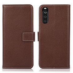 Funda de Cuero Cartera con Soporte Carcasa K08Z para Sony Xperia 10 III Lite Marron