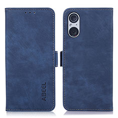 Funda de Cuero Cartera con Soporte Carcasa K08Z para Sony Xperia 5 V Azul