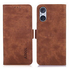 Funda de Cuero Cartera con Soporte Carcasa K08Z para Sony Xperia 5 V Marron