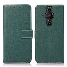 Funda de Cuero Cartera con Soporte Carcasa K08Z para Sony Xperia PRO-I Verde