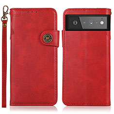 Funda de Cuero Cartera con Soporte Carcasa K09Z para Google Pixel 6 5G Rojo