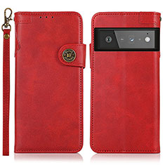 Funda de Cuero Cartera con Soporte Carcasa K09Z para Google Pixel 6 Pro 5G Rojo