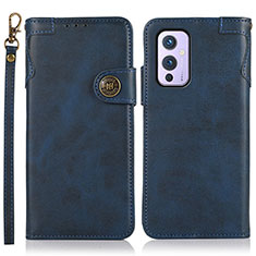 Funda de Cuero Cartera con Soporte Carcasa K09Z para OnePlus 9 5G Azul