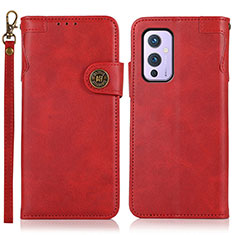 Funda de Cuero Cartera con Soporte Carcasa K09Z para OnePlus 9 5G Rojo