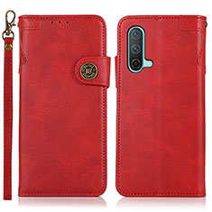 Funda de Cuero Cartera con Soporte Carcasa K09Z para OnePlus Nord CE 5G Rojo