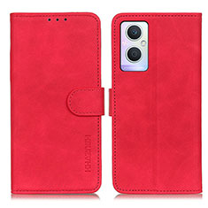 Funda de Cuero Cartera con Soporte Carcasa K09Z para Oppo A96 5G Rojo