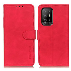 Funda de Cuero Cartera con Soporte Carcasa K09Z para Oppo F19 Pro+ Plus 5G Rojo