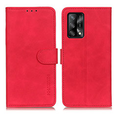 Funda de Cuero Cartera con Soporte Carcasa K09Z para Oppo F19 Rojo