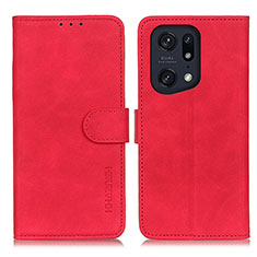 Funda de Cuero Cartera con Soporte Carcasa K09Z para Oppo Find X5 Pro 5G Rojo