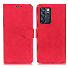 Funda de Cuero Cartera con Soporte Carcasa K09Z para Oppo Reno6 5G Rojo