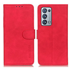 Funda de Cuero Cartera con Soporte Carcasa K09Z para Oppo Reno6 Pro 5G Rojo