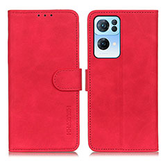 Funda de Cuero Cartera con Soporte Carcasa K09Z para Oppo Reno7 Pro 5G Rojo